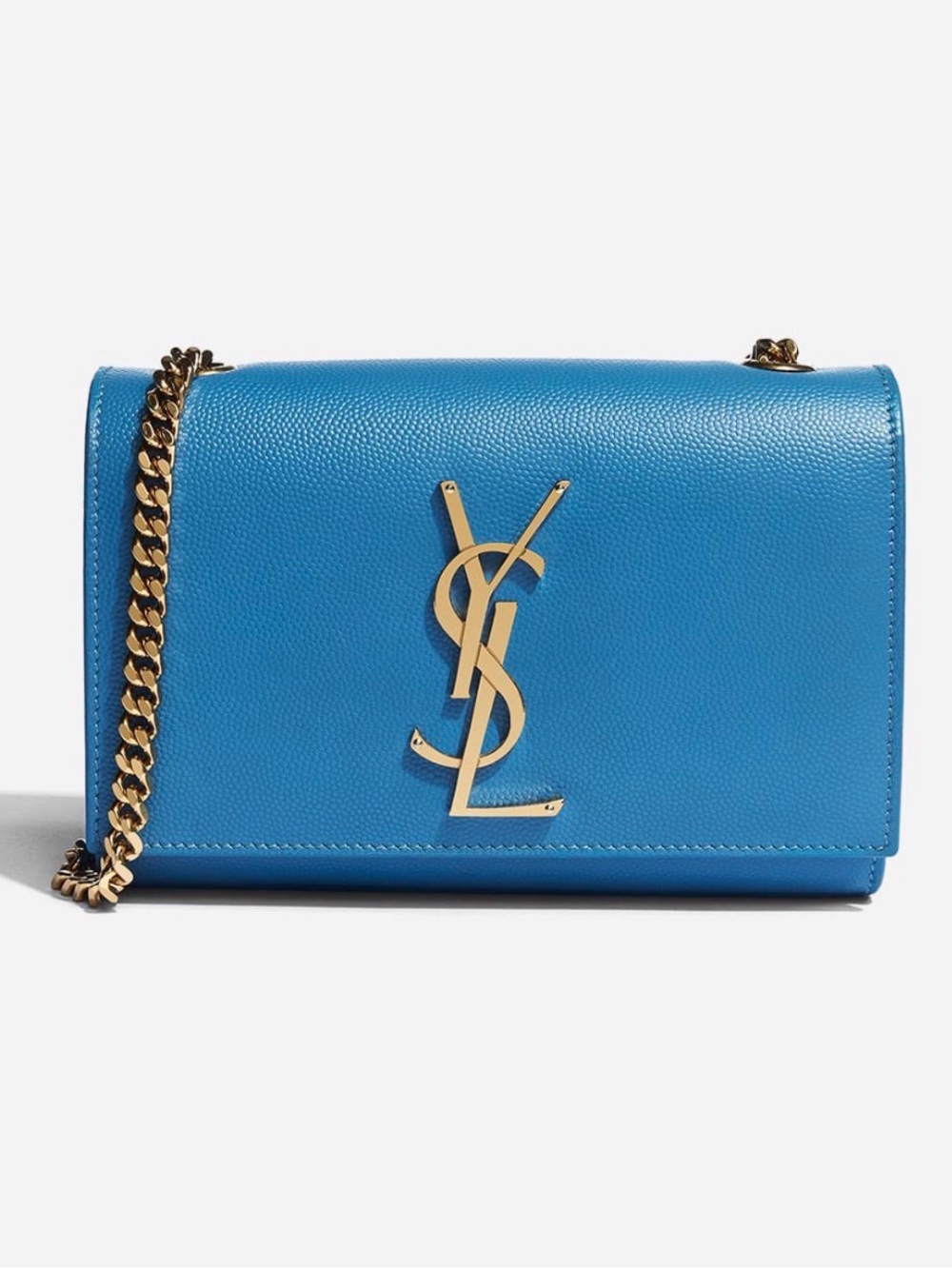 Saint Laurent YSL small Kate blue chain flap bag crossbody shoulder